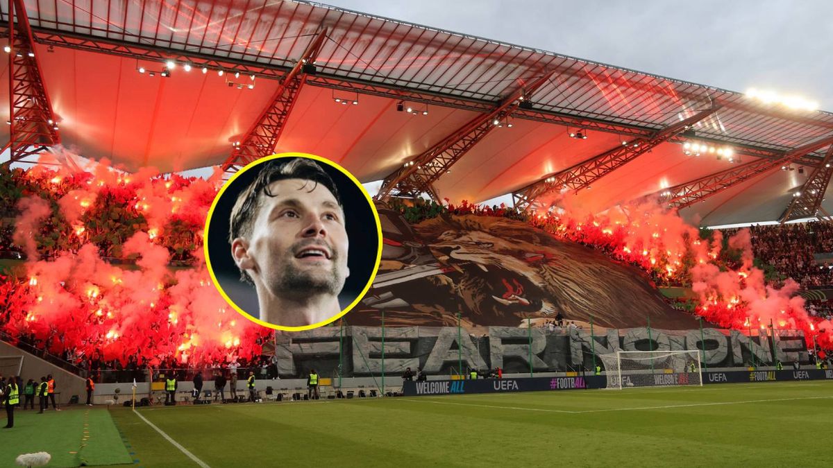 WP SportoweFakty / Mateusz Czarnecki/Instagram/Kaan Kairinen / Oprawa kibiców Legii i Kaan Kairinen (w kółku)