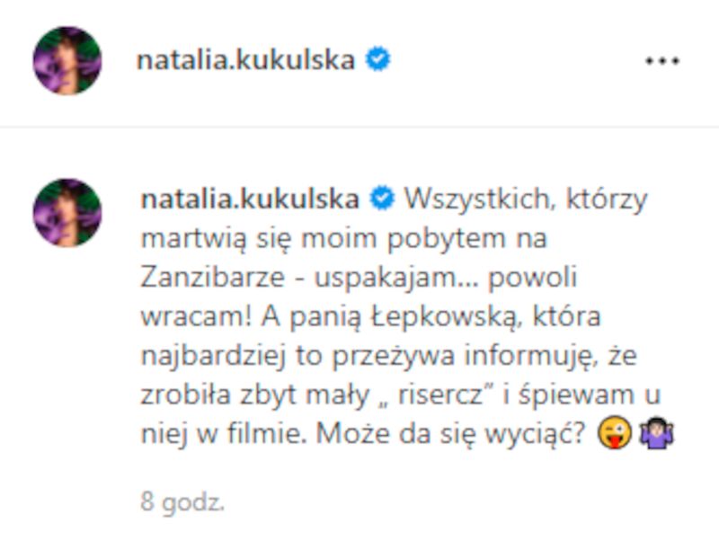Natalia Kukulska odpyskuje Ilonie Łepkowskiej na Instagramie 