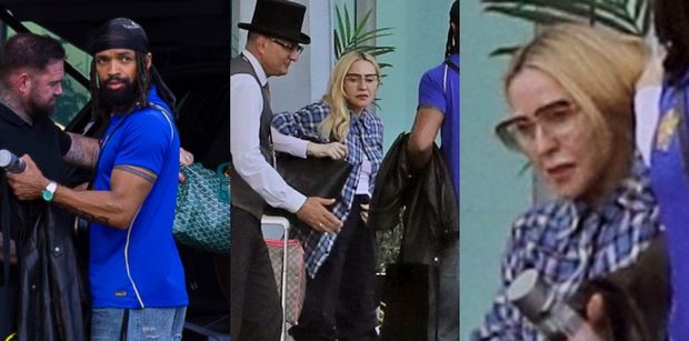 Odziana w rybaczki Madonna pakuje się do auta, podczas gdy jej MŁODSZY O 38 LAT ukochany napina "bicka" (ZDJĘCIA)