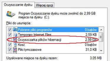 Usuń Hibernację z Oczyszczania dysku 1