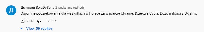 Komentarze pod piosenką Cypisa na YouTube