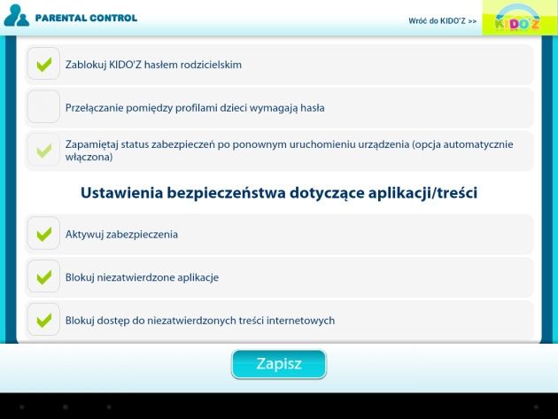 Yarvik Junior Tablet ustawienia kidoz