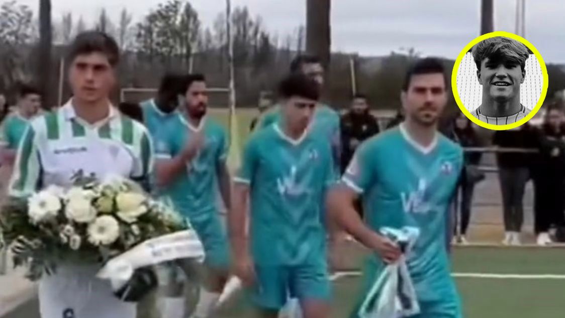 Los jugadores del Córdoba B y Pozoblanco se despiden del fallecido Álvaro Prieto