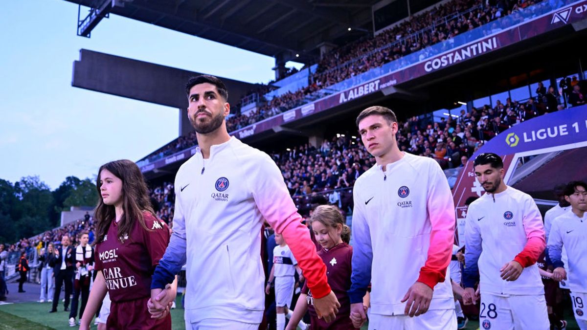 Getty Images / Aurelien Meunier - PSG / Na zdjęciu: Manuel Ugarte (w środku)