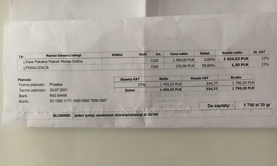 Faktura za kasę