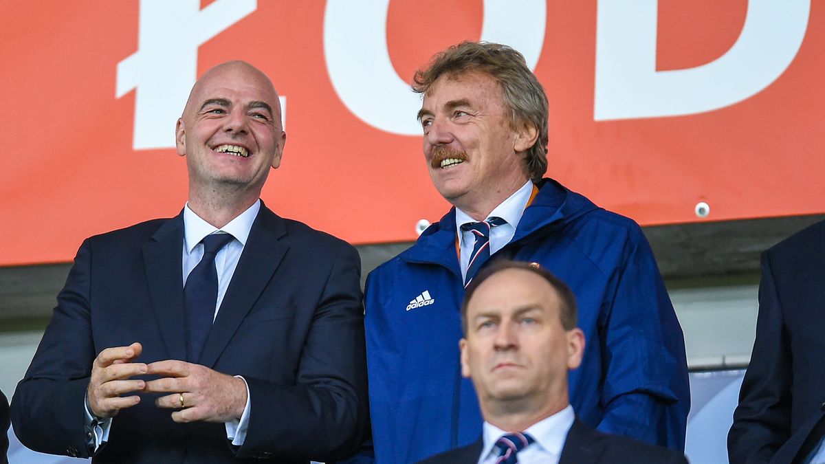 Gianni Infantino i Zbigniew Boniek na meczu Polska - Kolumbia na MŚ U-20