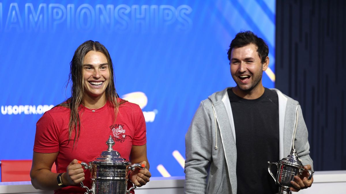 Getty Images / Jamie Squire / Na zdjęciu: Aryna Sabalenka i Anton Dubrow.