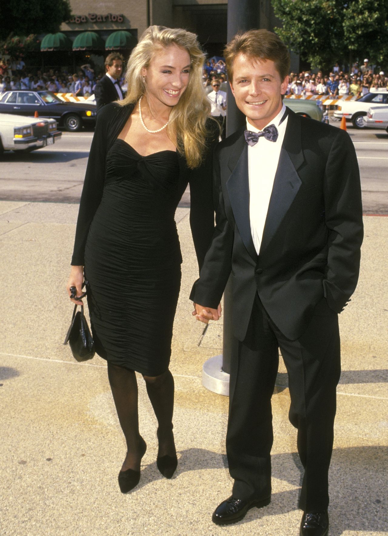 Michael J. Fox and Tracy Pollan at the Emmy Awards ceremony in August 1988.