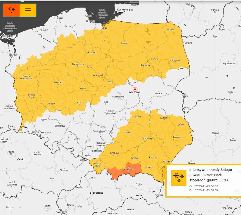 NOWE OSTRZEŻENIA METEOROLOGICZNE