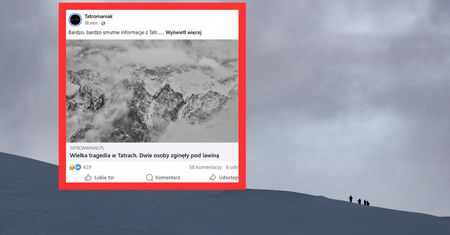 Dramat w Tatrach. Lawina zabiła dwie osoby