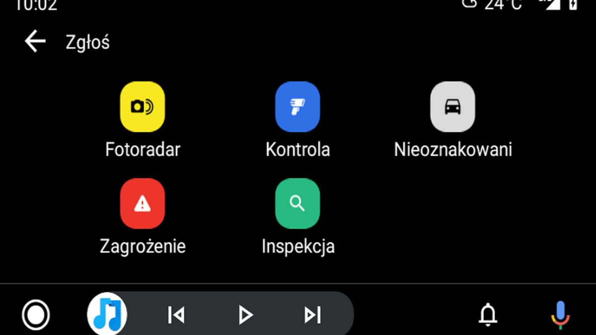 Yanosik w Androidzie Auto