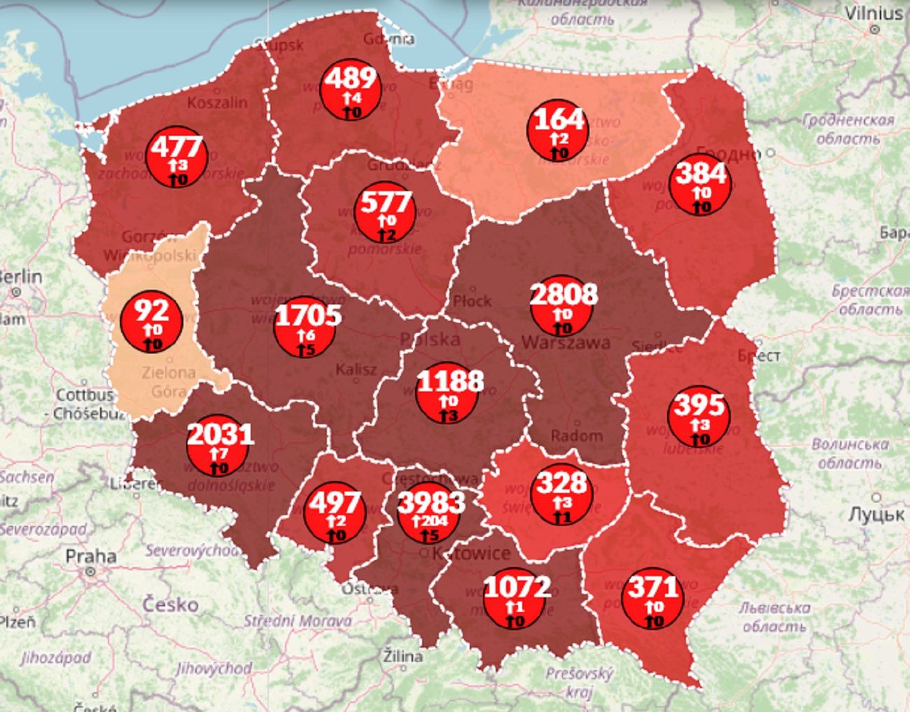Mapa koronawirusa w Polsce