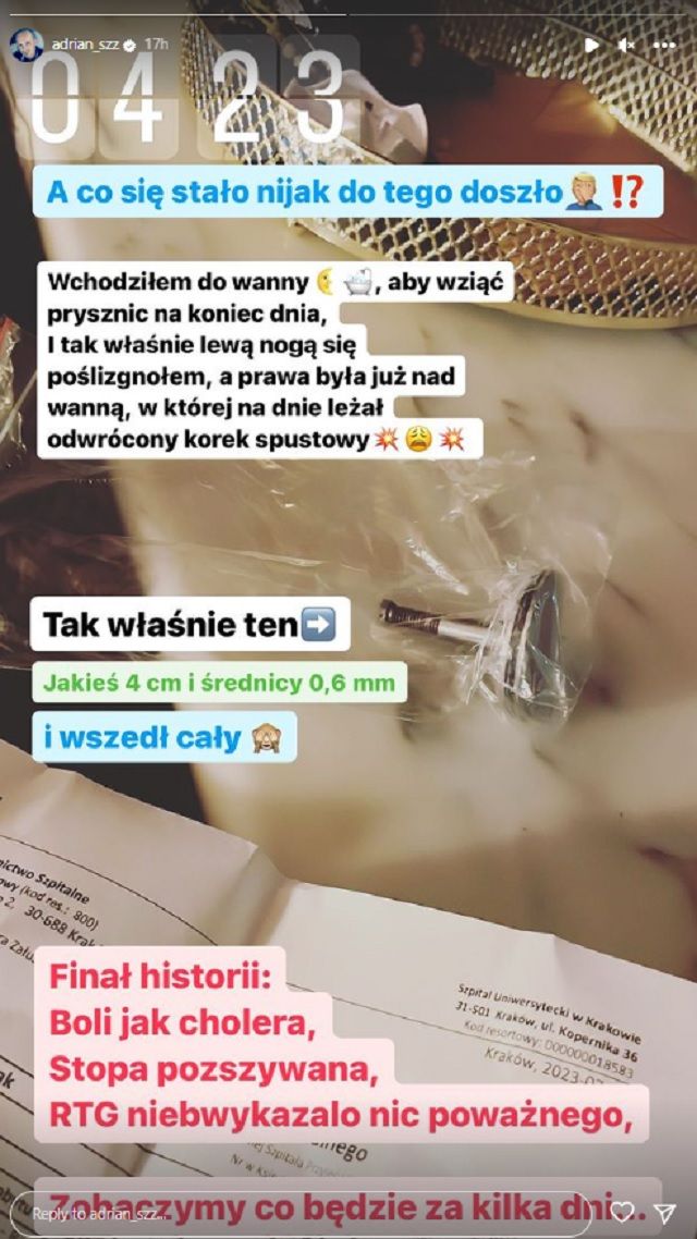 Adrian od razu poinformował o wypadku