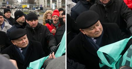Incydent na miesięcznicy smoleńskiej. Prezes PiS wyrwał baner