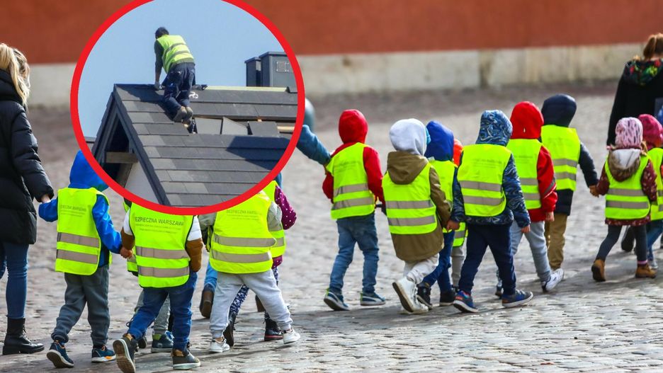 Wypadek w przedszkolu. Blacha spadła na dzieci