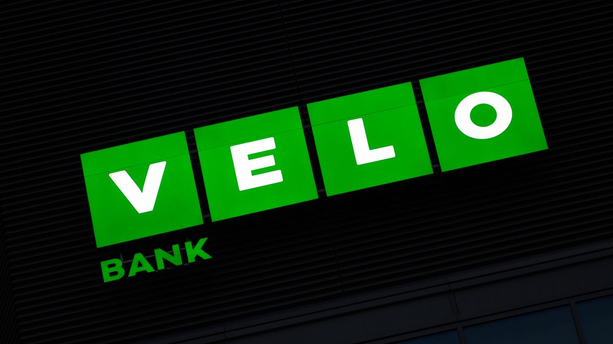 Velo Bank signage is being pictured on a building in Warsaw, Poland, on June 23, 2024. (Photo by Aleksander Kalka/NurPhoto via Getty Images)