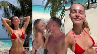 Kolejna część rajskich wakacji Karoliny Pisarek: całuski z mężem, fotki na plaży w kusym bikini. Tak trzeba żyć? (ZDJĘCIA)
