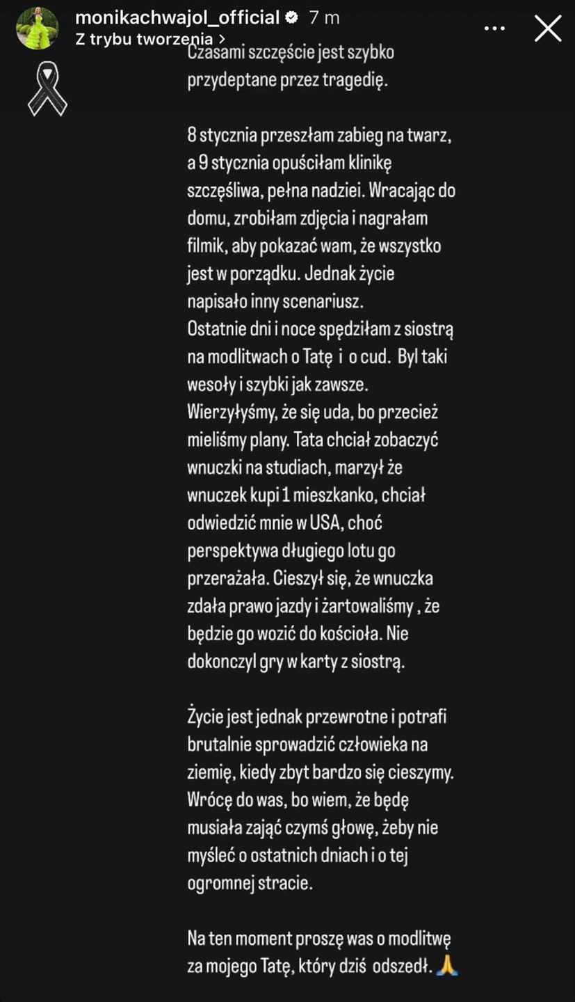 Monika Chwajoł w żałobie
