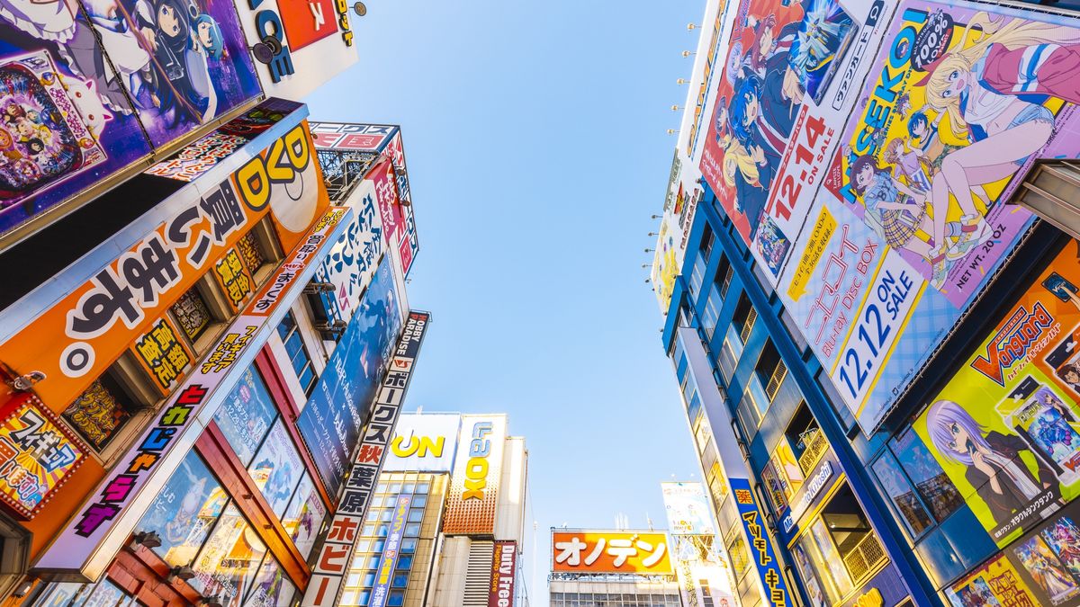 Akihabara electric town, Tokyo
Akihabara is Tokyo's shopping hub for electronics products and the center of Japan's otaku (geek) culture.
© Marco Bottigelli
japan, japanese culture, electronics store, nerd, building exterior, low angle view, skyscraper, district, commercial sign, billboard, manga style, shopping mall, business, business finance and industry, tall - high, store, retail place, store sign, consumerism, advertisement, commercial activity, city, city life, cityscape, selling, tokyo - japan, city street, multi colored, travel destinations, famous place, tourism, travel, architecture, cartoon, japanese language, japanese script, outdoors, lifestyles, modern, futuristic, looking up, directly below, vibrant color, downtown district, capital cities, video game, national landmark, akihabara, computer store, otaku, No People