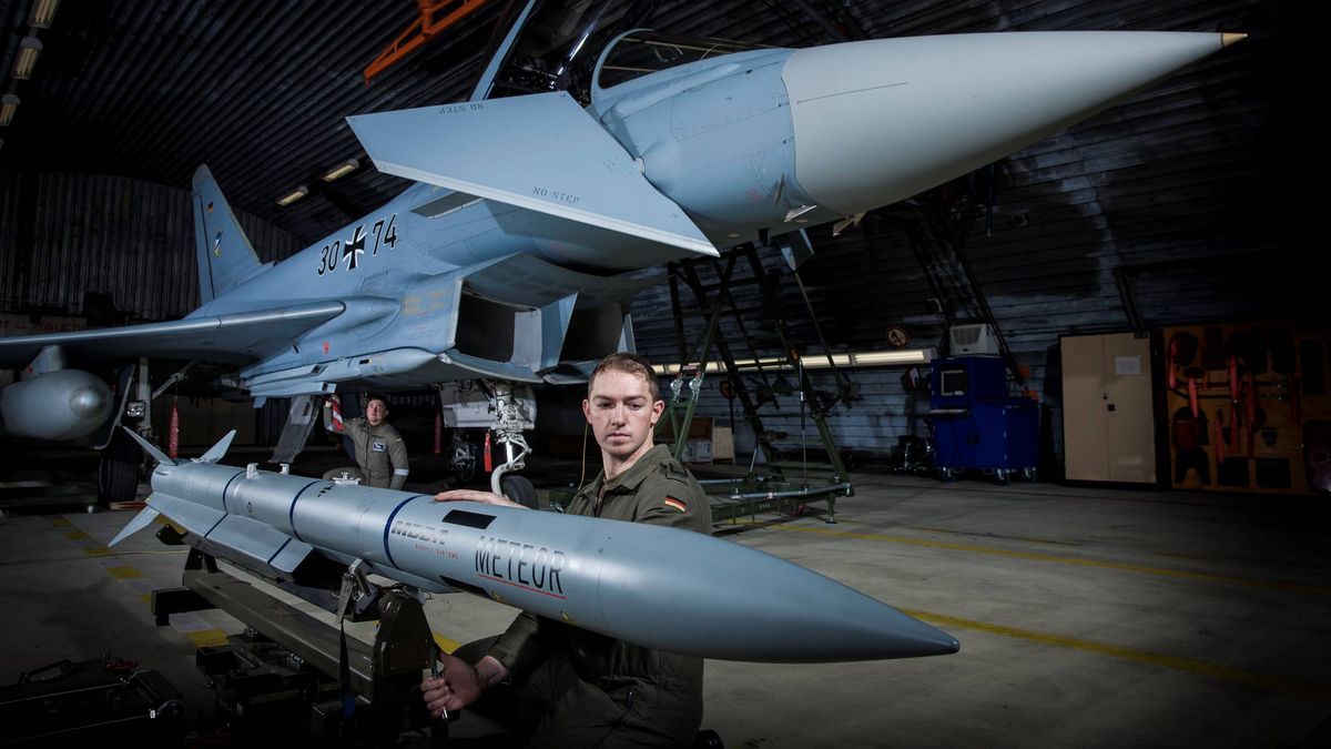 Zaprojektowany przez sześc państw pocisk MBDa Meteor w użyciu na niemieckim Eurofighterze.