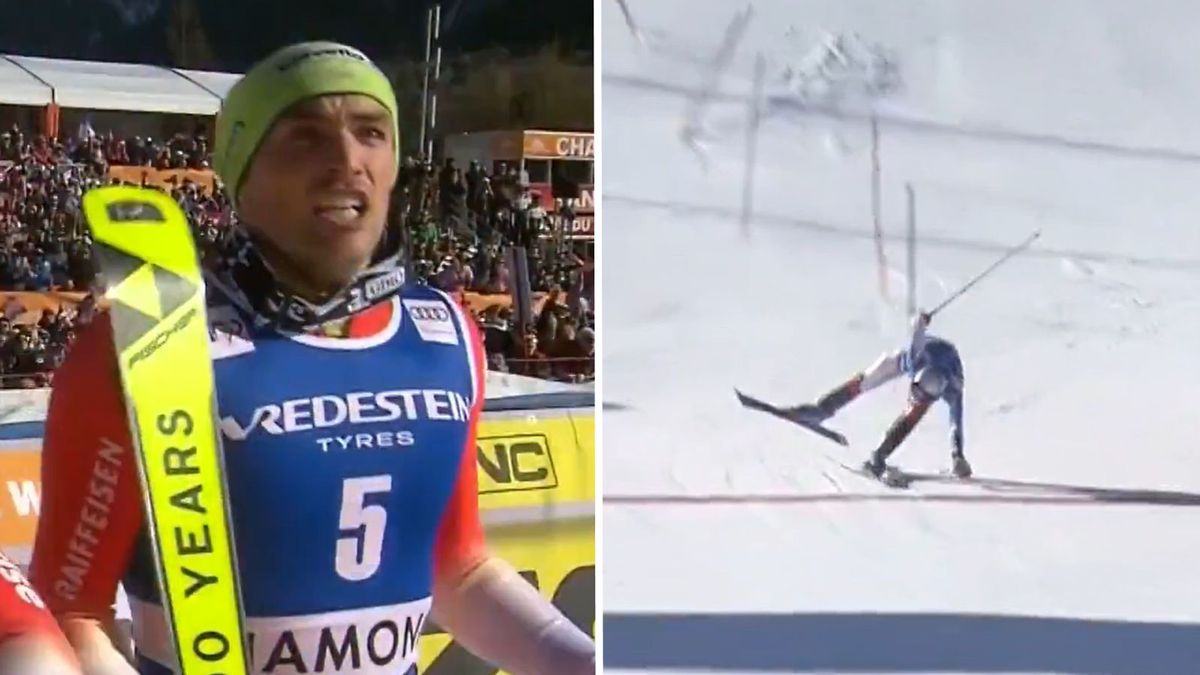 Eurosport_PL / N zdjęciu: Daniel Yule obserwuje przejazd prowadzącego po pierwszej części zawodów Clementa Noela