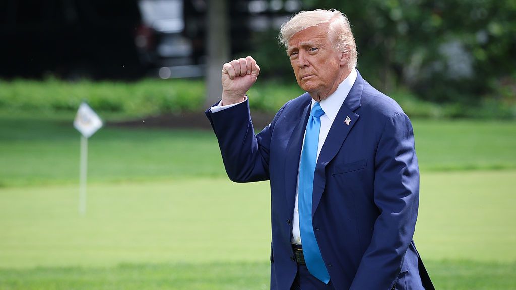 President Trump Departs The White House En Route To Bedminster, New Jersey
WASHINGTON, DC - JUNE 06: U.S. President Donald Trump gestures toward supporters as he departs the White House on June 06, 2025 in Washington, DC. Trump is departing the White House for a weekend trip to Bedminster, New Jersey.  (Photo by Win McNamee/Getty Images)
Win McNamee
