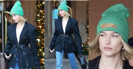 Modna (?) Hailey Baldwin wychodzi z hotelu w młodzieżowej stylizacji