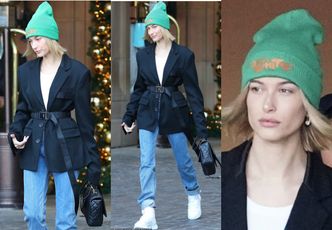 Modna (?) Hailey Baldwin wychodzi z hotelu w młodzieżowej stylizacji