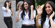 Meghan Markle w kolczykach księżnej Diany rozsyła uśmiechy na premierze swoich ubrań (FOTO)