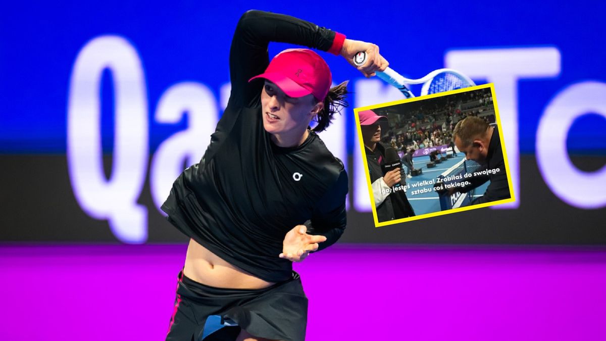 Getty Images / Iga Świątek i gest Żelisława Żyżyńskiego (w ramce)