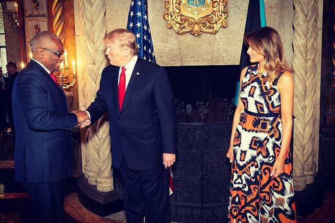 Melania Trump i Donald Trump na spotkaniu z karaibskimi politykami