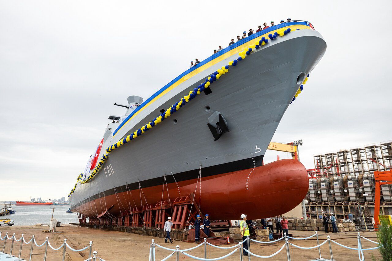 Photo from the ceremonial launching of the corvette "Hetman Iwan Mazepa" in 2022