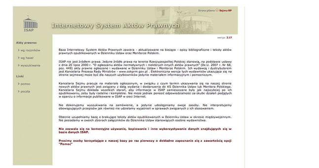 Internetowy System Aktów Prawnych (Fot. isap.sejm.gov.pl)