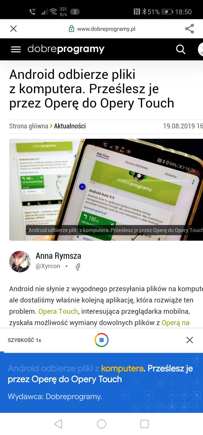 Google Go może czytać artykuły na głos
