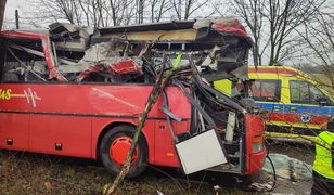 Autobus szkolny uderzył w drzewo. Poważny wypadek pod Szamotułami