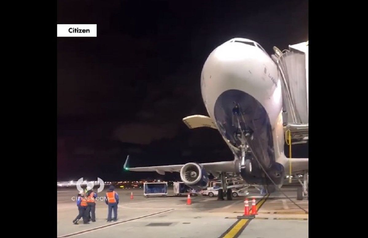 Chaos at the Airport. The airplane tilted backward