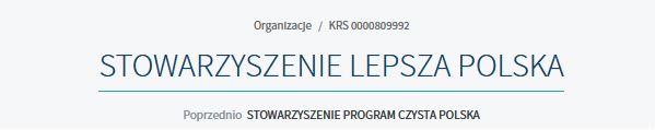 Stowarzyszenie Lepsza Polska to nowa nazwa dotychczasowego Stowarzyszenia Program Czysta Polska
