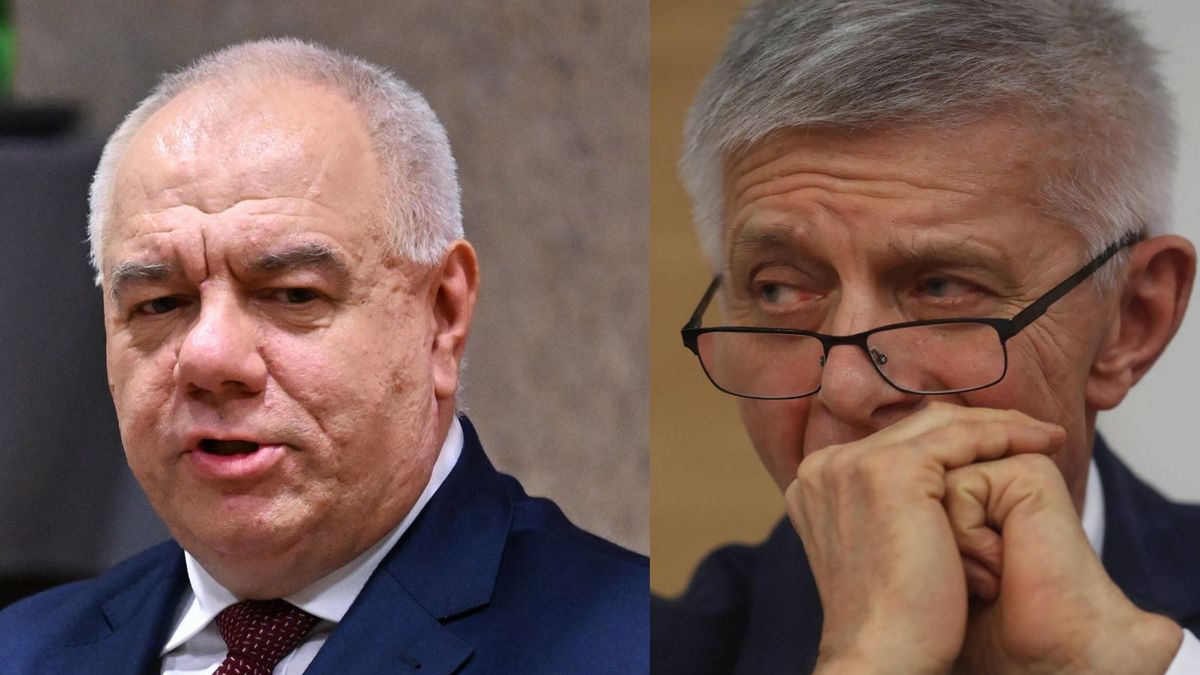 Marek Belka (po prawej) zakpił z Jacka Sasina ( po lewej)