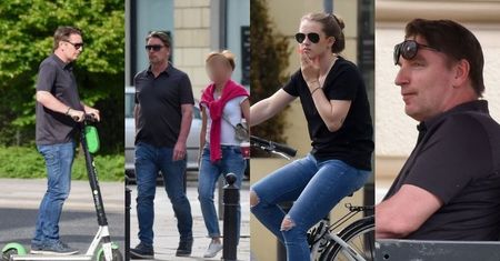 Tomasz Lis popija kawę i mknie na hulajnodze w towarzystwie Poli i... tajemniczej koleżanki (ZDJĘCIA)