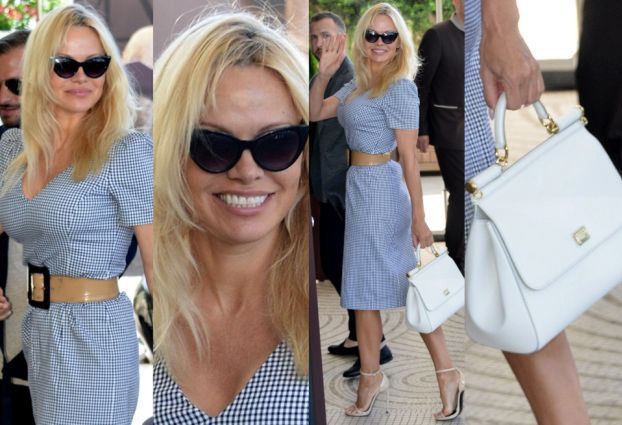 Pamela Anderson w sukience w kratkę przyleciała do Cannes
