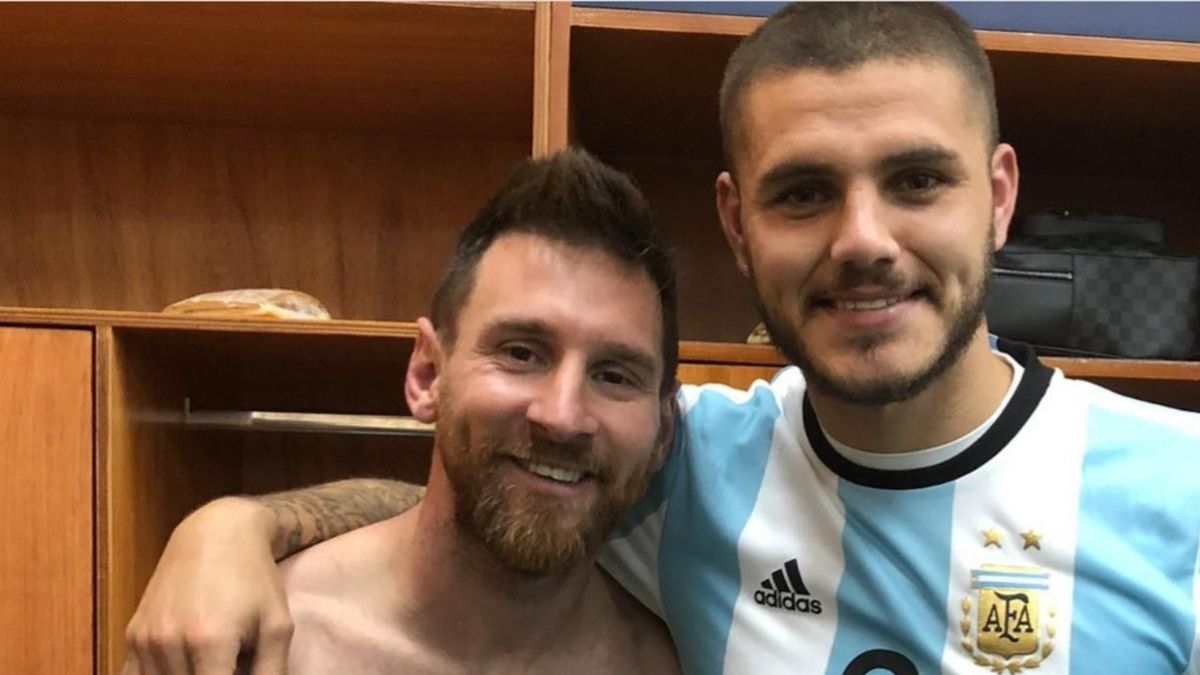 Mauro Icardi z Lionelem Messim po meczu reprezentacji Argentyny