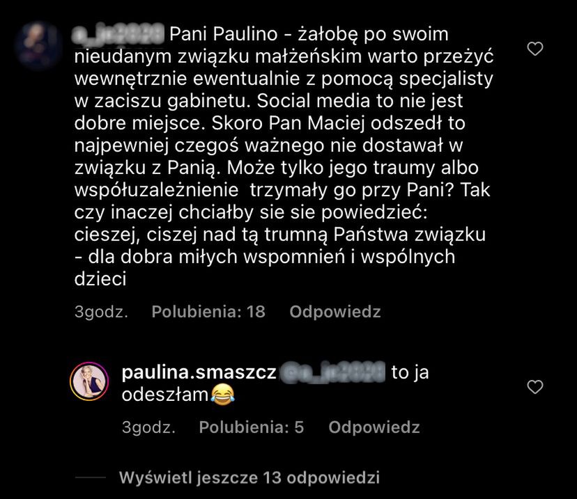 Paulina Smaszcz wdaje się w dyskusje z internautami