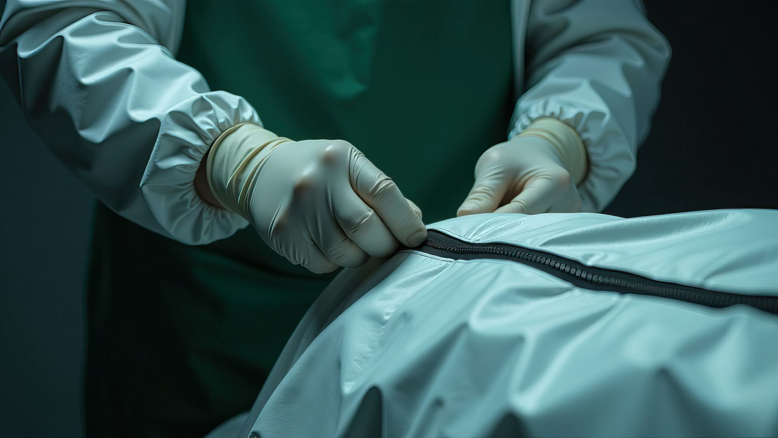 Hands of a professional unzipping body bag in clinical environment, symbolizing mortuary work and morgue worker proficiency
morgue worker, hands, unzipping, body bag, clinical, mortuary, professional, gloves, autopsy, examination, forensic, pathology, hospital, medical, procedure, sterile, precision, care, deceased, cold room, post-mortem, investigation, coroner, identification, zipper, detail, process, expertise, sanitary, task, white, suit, protective, healthcare, service, job, skill, responsibility, dignity, respect, solemn, environment, facility, occupation, workspace, morgue, meticulous, morgue worker, hands, unzipping, body bag, clinical, mortuary, professional, gloves, autopsy, examination, forensic, pathology, hospital, medical, procedure, sterile, precision, care, deceased, cold room, post-mortem, investigation, coroner, identification, zipper, detail, process, expertise, sanitary, task, white, suit, protective, healthcare, service, job, skill, responsibility, dignity, respect, solemn, environment, facility, occupation, workspace, morgue, meticulous