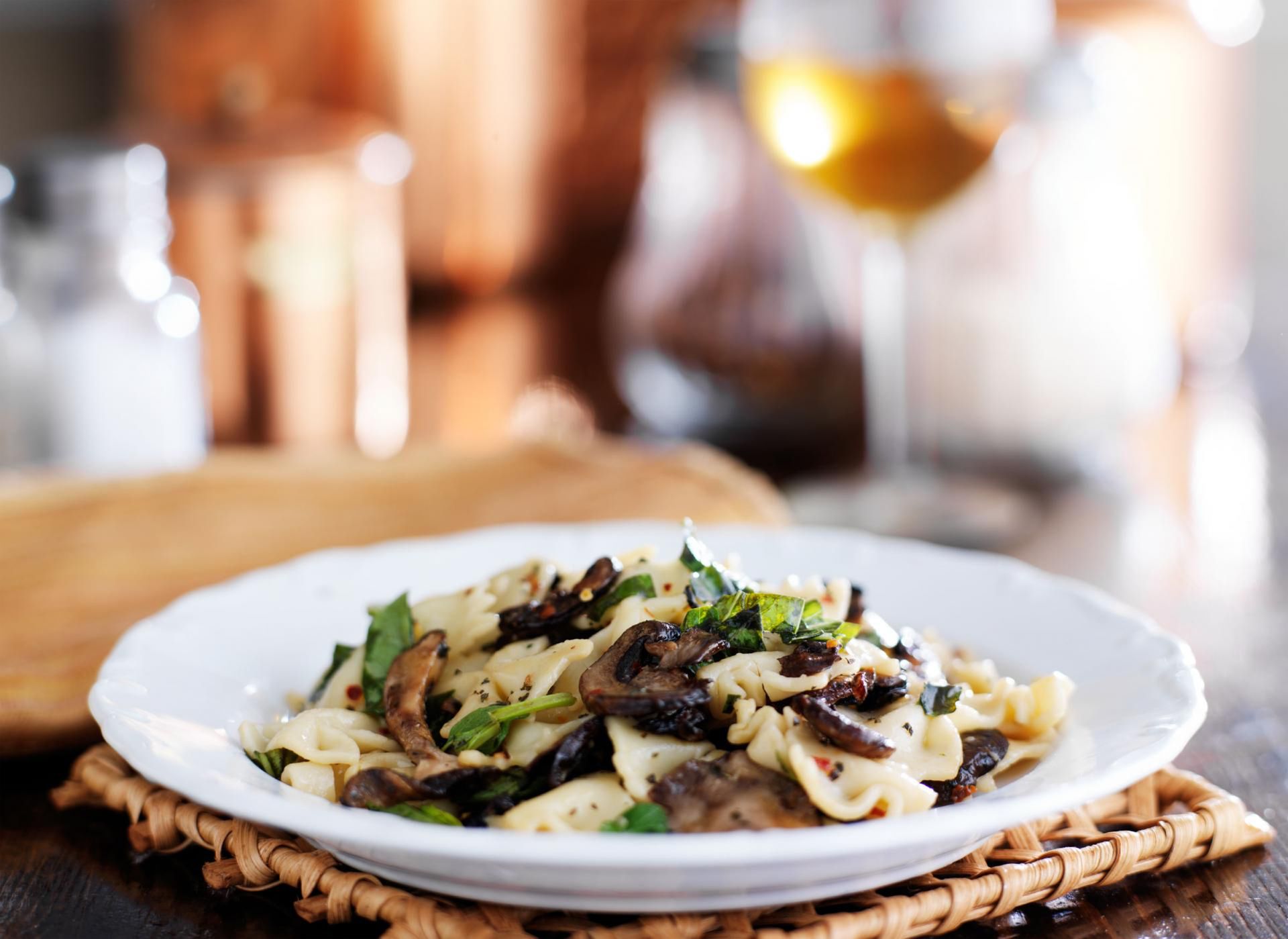 Makaron z boczniakami, zamiast mięsa