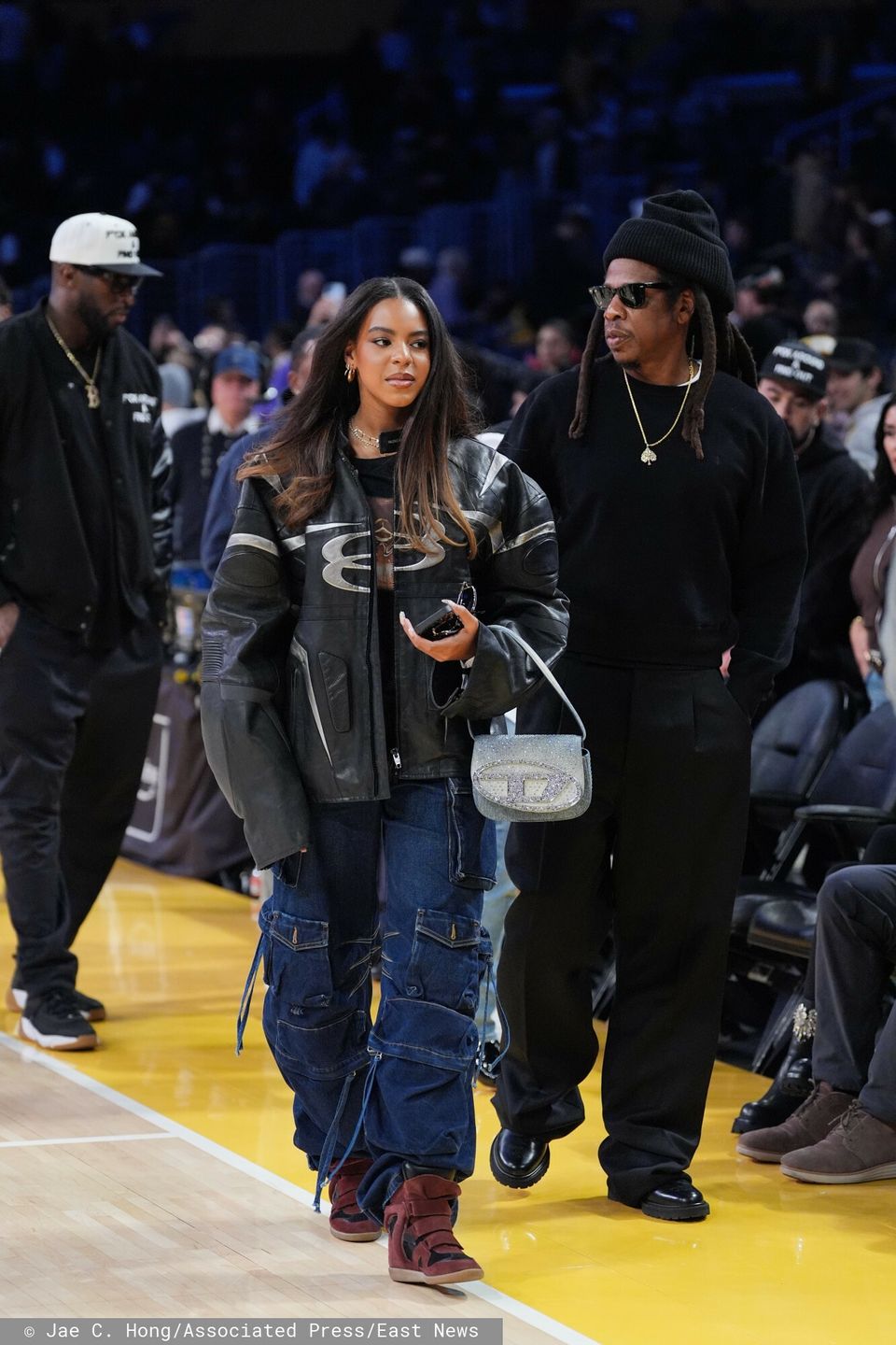 Jay-Z i Blue Ivy Carter na meczu NBA