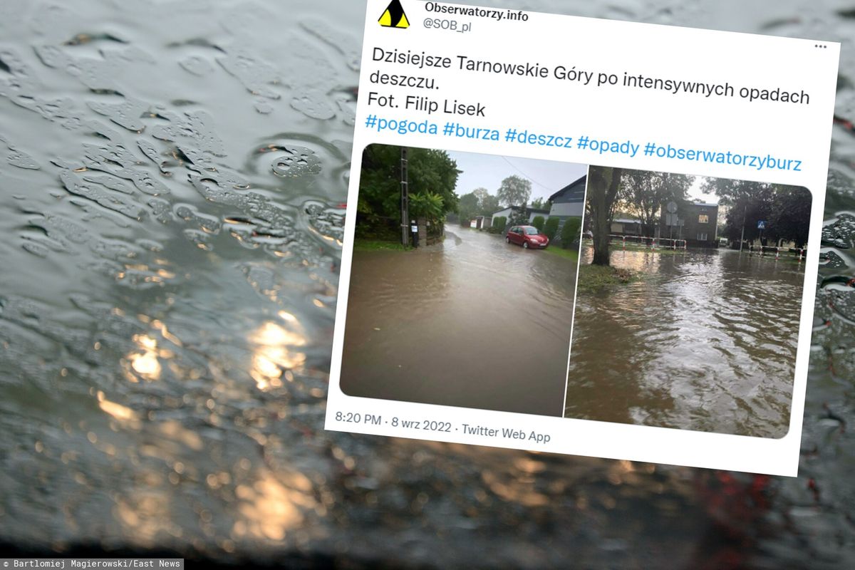 Cyklon Peggy sieje spustoszenie na południu Polski. Zalane ulice, połamane drzewa, tysiące ludzi bez prądu