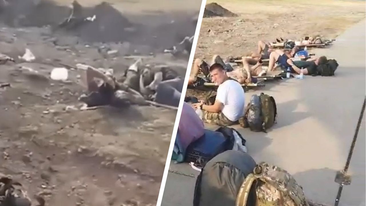 Ranni Rosjanie porzuceni na pasie startowym. Leżą tam od rana
