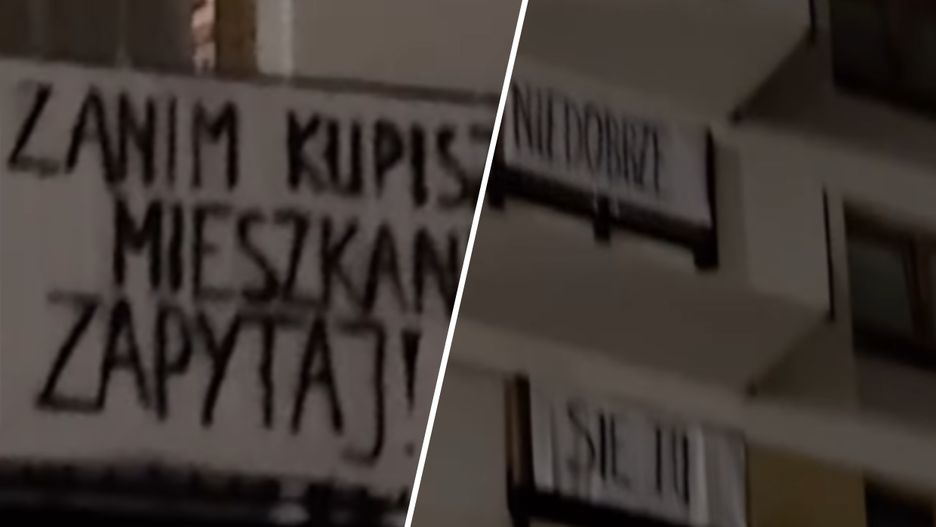 Mieszkańcy warszawskiego osiedla wywiesili transparenty