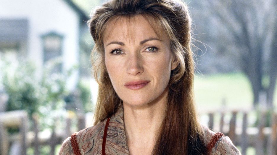 Jane Seymour na planie serialu "Doktor Quinn", 1993 r.