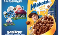Bohaterowie filmu „Smerfy: Poszukiwacze zaginionej wioski” w promocji Mlekołaków